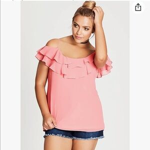 City Chic cold shoulder pink top size 18